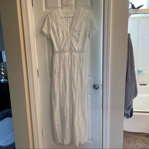 Boho White Lace Maxi Dress, size M